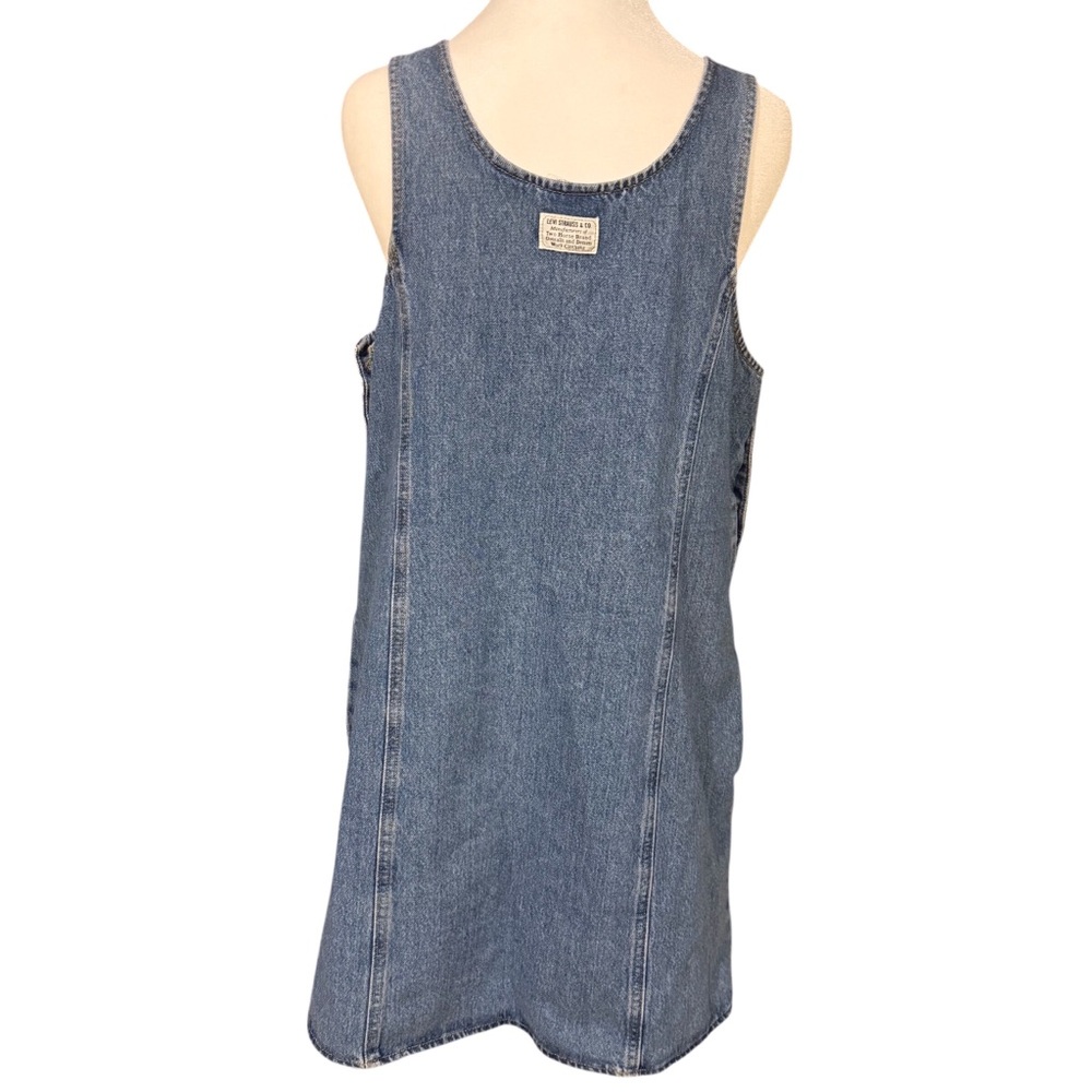 Levi’s Denim Pinafore Dress Large Sleeveless Buckle Strap Jumper Overall Dress - Picture 8 of 15